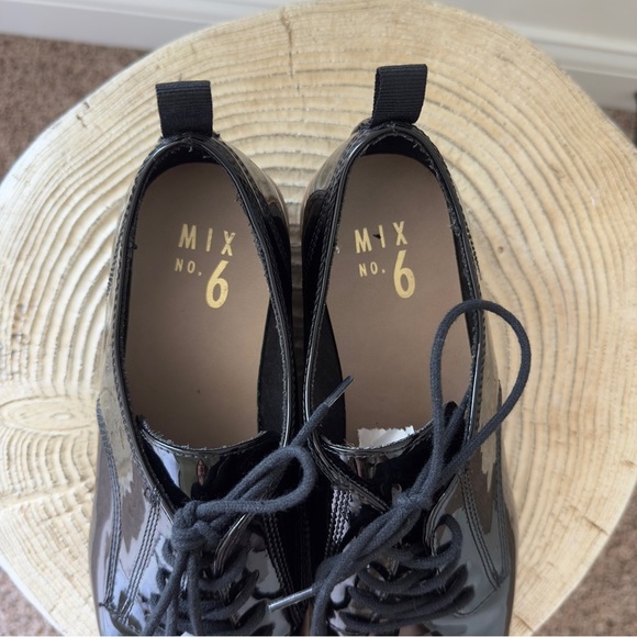 Mix No. 6 Women's Slide Oxford Lace Up Wedge Black Patent Leather Round Size 7.5 - Picture 11 of 12